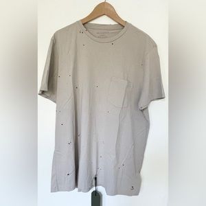 ALL SAINTS Mens M Oversized Gray 100% Cotton Distressed Crew Neck Tee T-Shirt